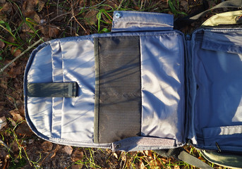 Fototapeta premium A modern backpack, the internal content and design.