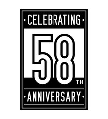 58 years logo design template. Anniversary vector and illustration.