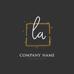 Handwritten initial letter L A LA for identity and logo. Vector logo template with handwriting and signature style.