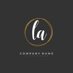Handwritten initial letter L A LA for identity and logo. Vector logo template with handwriting and signature style.