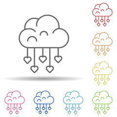 Heart, cloud in multi color style icon. Simple thin line, outline vector of Peace day icons for ui and ux, website or mobile application