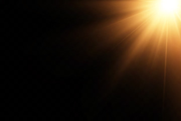 Vector transparent sunlight.Vector scene illuminated by spotlight . Light effect on transparent background