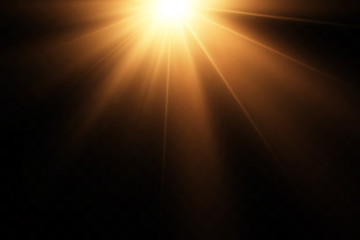 Vector transparent sunlight.Vector scene illuminated by spotlight . Light effect on transparent background