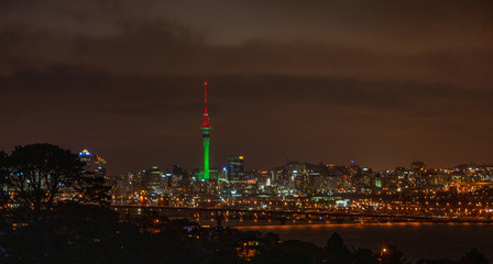 Auckland New Zealand Skyline at night