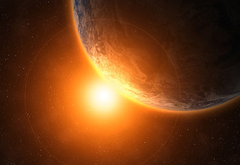 Planet Earth and bright Sun.