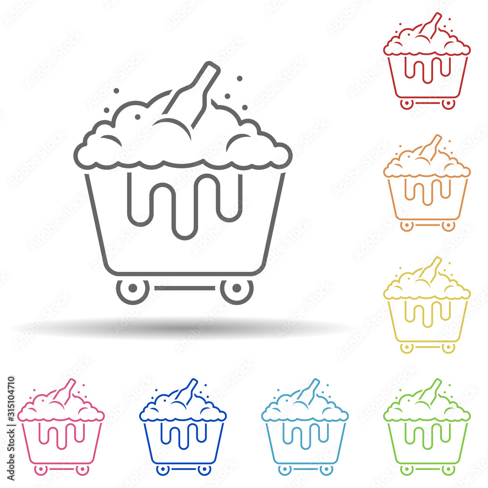 Poster trash, container, bin in multi color style icon. simple thin line, outline vector of pollution icons