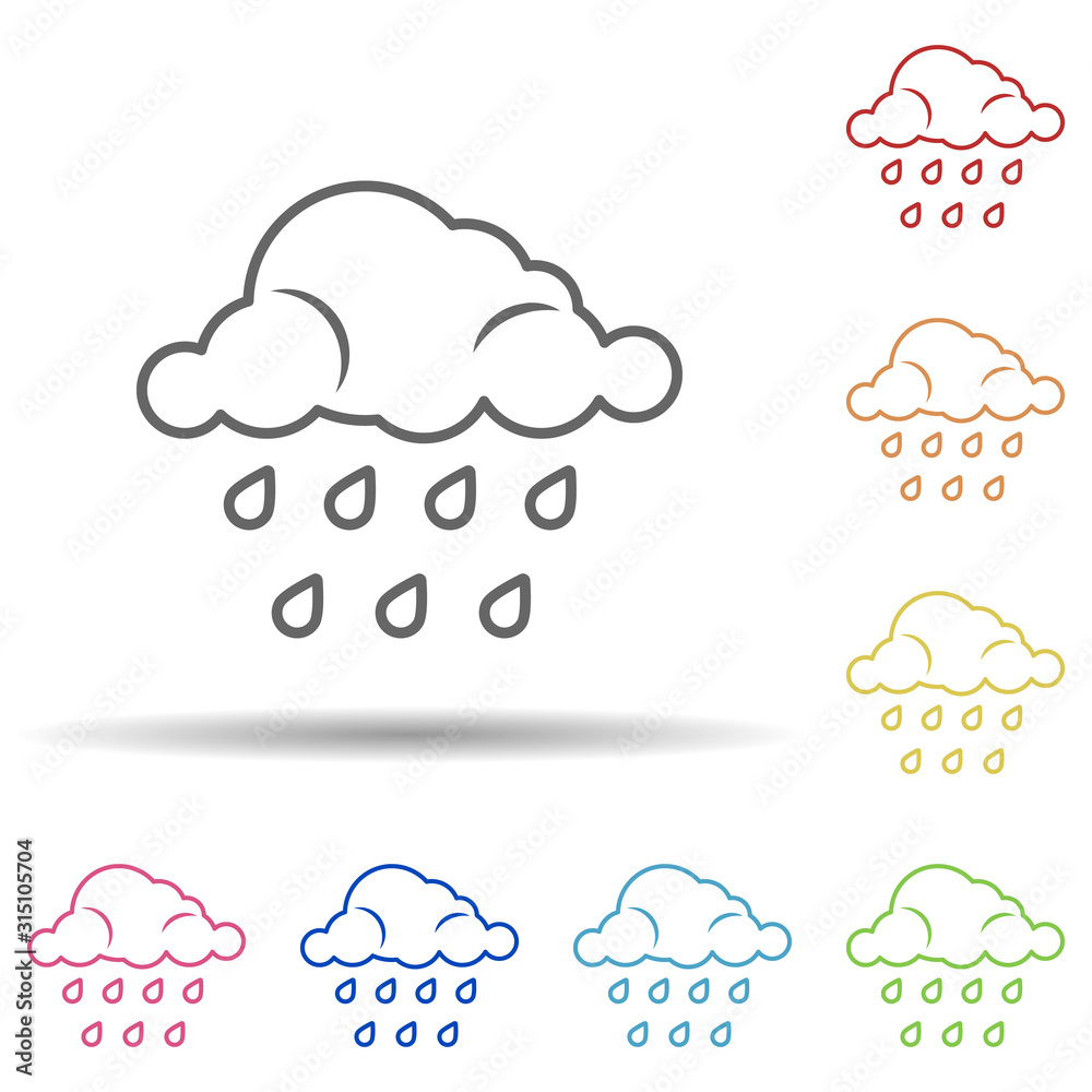 Poster raining, climate, cloud in multi color style icon. simple thin line, outline vector of pollution ico