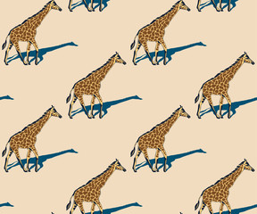 Vector background hand drawn exotic wild animals. Hand drawn ink illustration. Modern ornamental decorative background. Vector pattern. Print for textile, cloth, wallpaper, scrapbooking