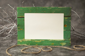 Holiday background for Valentine's Day on a gray cement background with multi-colored frames with a place for text.