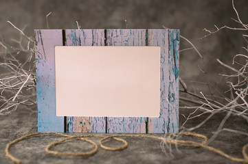 Holiday background for Valentine's Day on a gray cement background with multi-colored frames with a place for text.