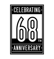 68 years logo design template. Anniversary vector and illustration.