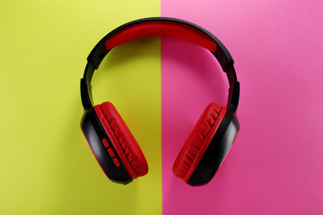 Wireless Bluetooth Headphones Gadget on Colorful Background