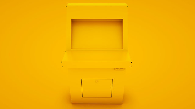 Slot Machine on yellow background. Minimal idea concept, 3d illustration