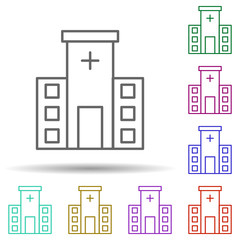 Building, clinic, hospital in multi color style icon. Simple thin line, outline vector of hospital building icons for ui and ux, website or mobile application