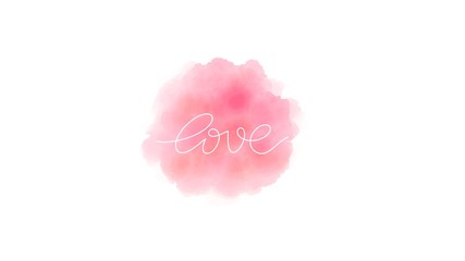 Love calligraphy on pink watercolour , Valentine's day background