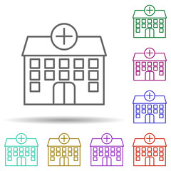 Building, clinic, hospital in multi color style icon. Simple thin line, outline vector of hospital building icons for ui and ux, website or mobile application