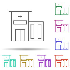 Building, clinic, hospital in multi color style icon. Simple thin line, outline vector of hospital building icons for ui and ux, website or mobile application