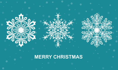 Naklejka na ściany i meble Christmas card with snowflake. Vector flat illustration.