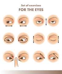 Set of exercises for the eyes, visual acuity illustration