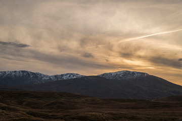 A winter bracketed HDR image of a sunset in Glen Carron in Wester Ross, Scotland. 26 December 2019