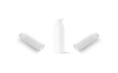Blank white cream bottle mockup, front and side view