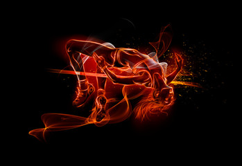 Computer generated image of female track field athlete doing high jump