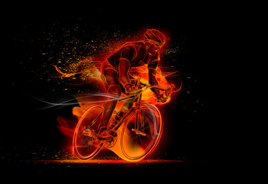 Computer generated image of male cyclist cycling