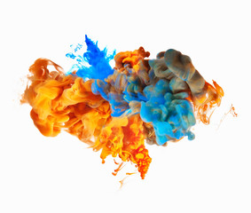Multicolor ink on white background