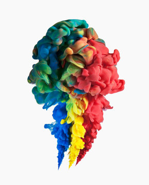 Multicolor ink formation on white background