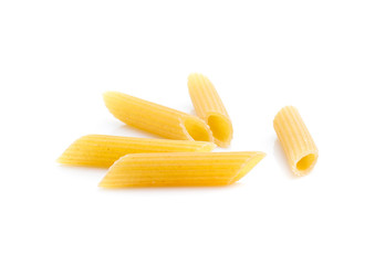 heap of pasta on white background