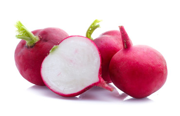 Small garden radish isolated on white background