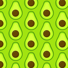 Avocado pattern on green background