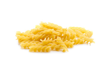 heap of pasta on white background