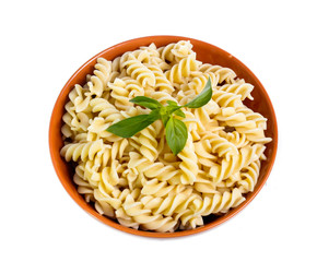 pasta in a bowl isolated on white