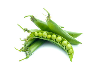 Fresh peas isolated on white background