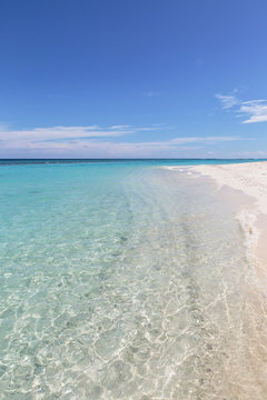 Idyllic Turquoise Ocean Surf Under Sunny Blue Sky, Maldives