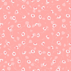 Fototapeta premium Cute hand drawn floral seamless pattern, chamomile flowers background, great for textiles, wrapping, banner, wallpaper - vector design