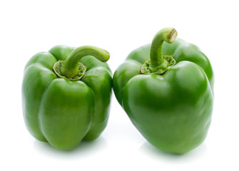 Green pepper on white background