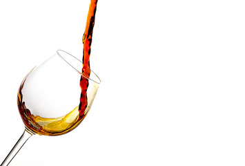 glass of red wine isolated on white background