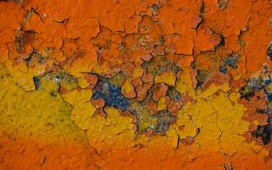 colorful grunge cracked paint concrete wall texture background