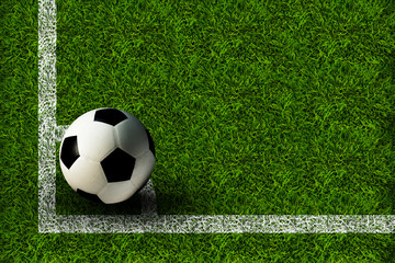 Fototapeta na wymiar A football ball on the green lawn