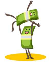 Let's dance! Two money characters dance a comic dance