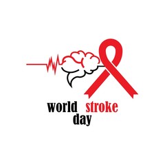 World stroke day design. Vector concept for banners or posters in flat style. Human head in profile view and text template