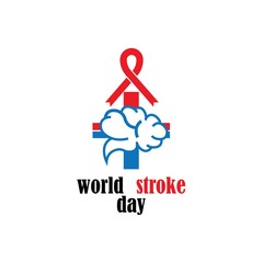 World stroke day design. Vector concept for banners or posters in flat style. Human head in profile view and text template