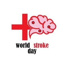 World stroke day design. Vector concept for banners or posters in flat style. Human head in profile view and text template