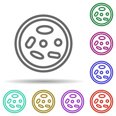 Petri dish, virus in multi color style icon. Simple thin line, outline vector of bioengineering icons for ui and ux, website or mobile application