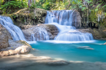 Kuang si waterfall, beautiful turquoise waterfalll in Luang Prabang, Lao.  Listed as UNESCO heritage site