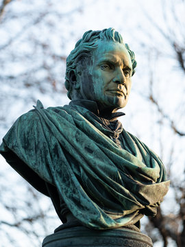 Monument of Andreas Zelinka in Vienna on a cloudy day in winter