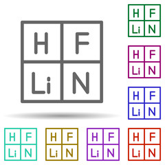 Periodic table, chemistry in multi color style icon. Simple thin line, outline vector of bioengineering icons for ui and ux, website or mobile application