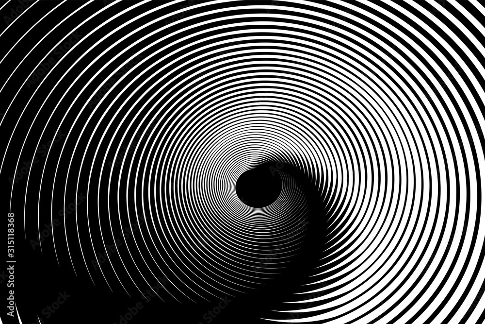 Wall mural Illusion of spiral swirl movement. Abstract op art design.